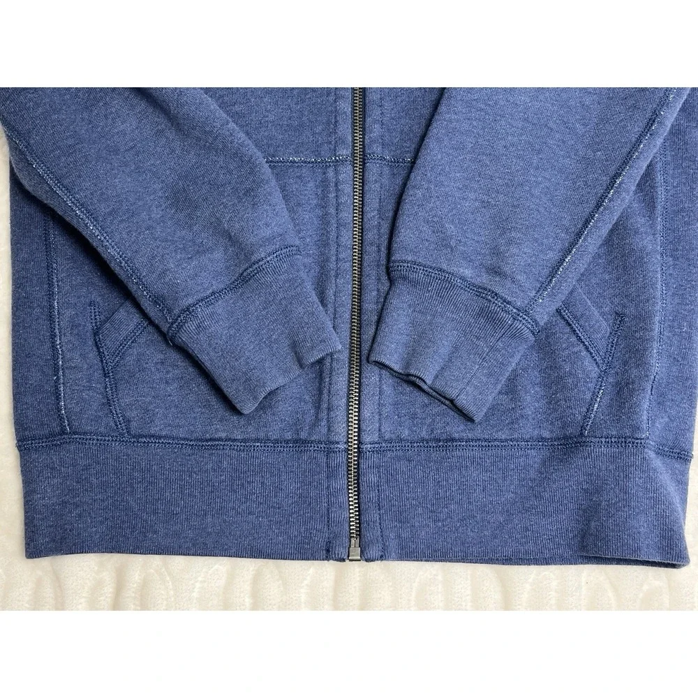 Polo RL Full Zip Blue Hooded Jacket Fleece Lined Red Pony Heavyweight Size S EUC